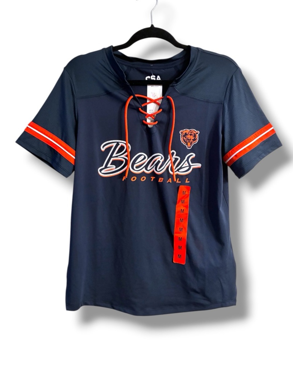 🏈 Chicago Bears Rhinestone Lace-Up Top NFL Team Apparel Medium NWT
